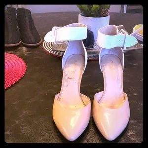 Nude and white heels